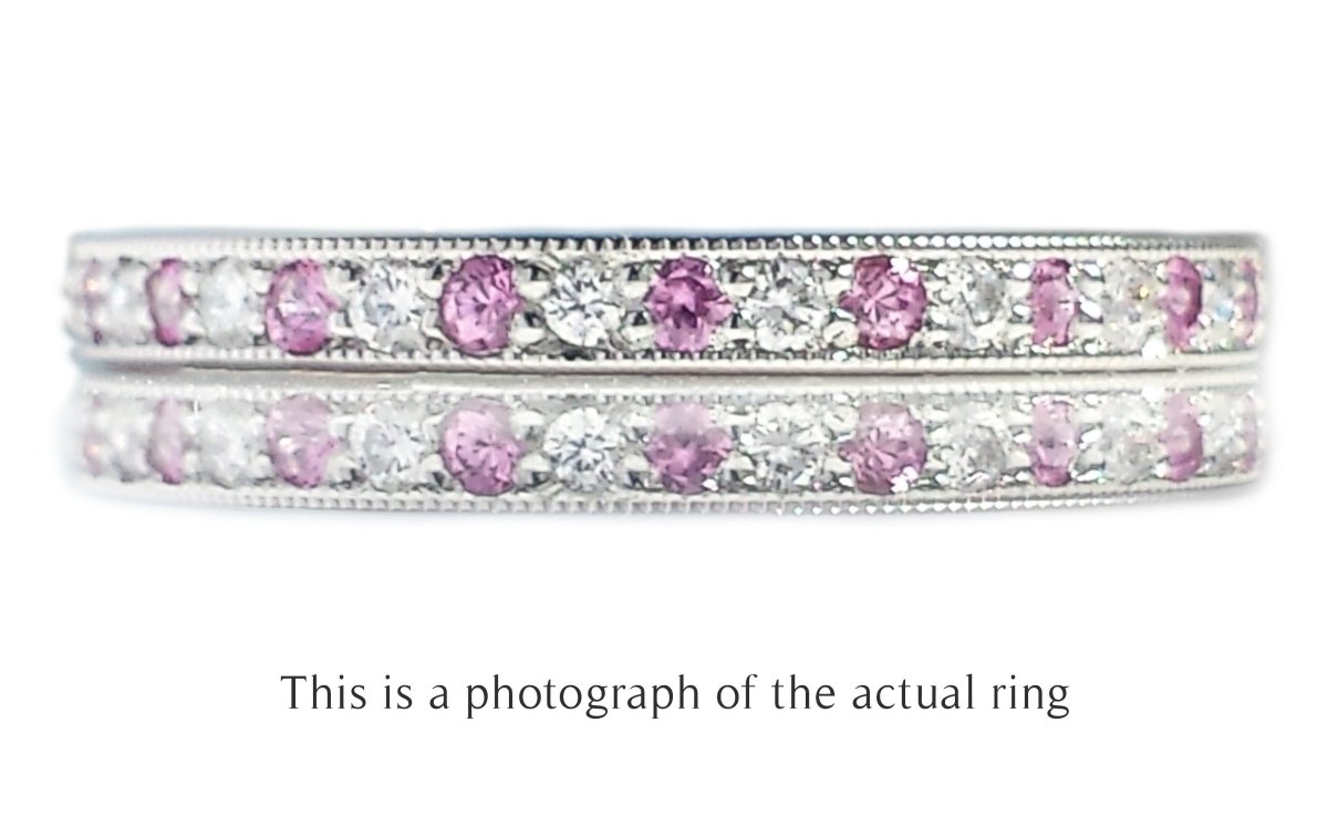 Tiffany & Co Pink Sapphire Diamond Legacy Full Circle Wedding Band Ring - Bloomsbury Manor Ltd