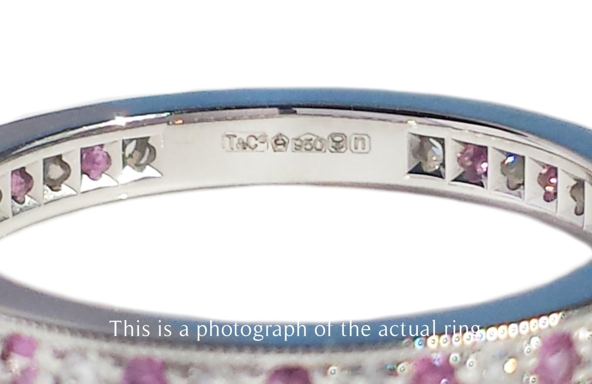 Tiffany & Co Pink Sapphire Diamond Legacy Full Circle Wedding Band Ring - Bloomsbury Manor Ltd