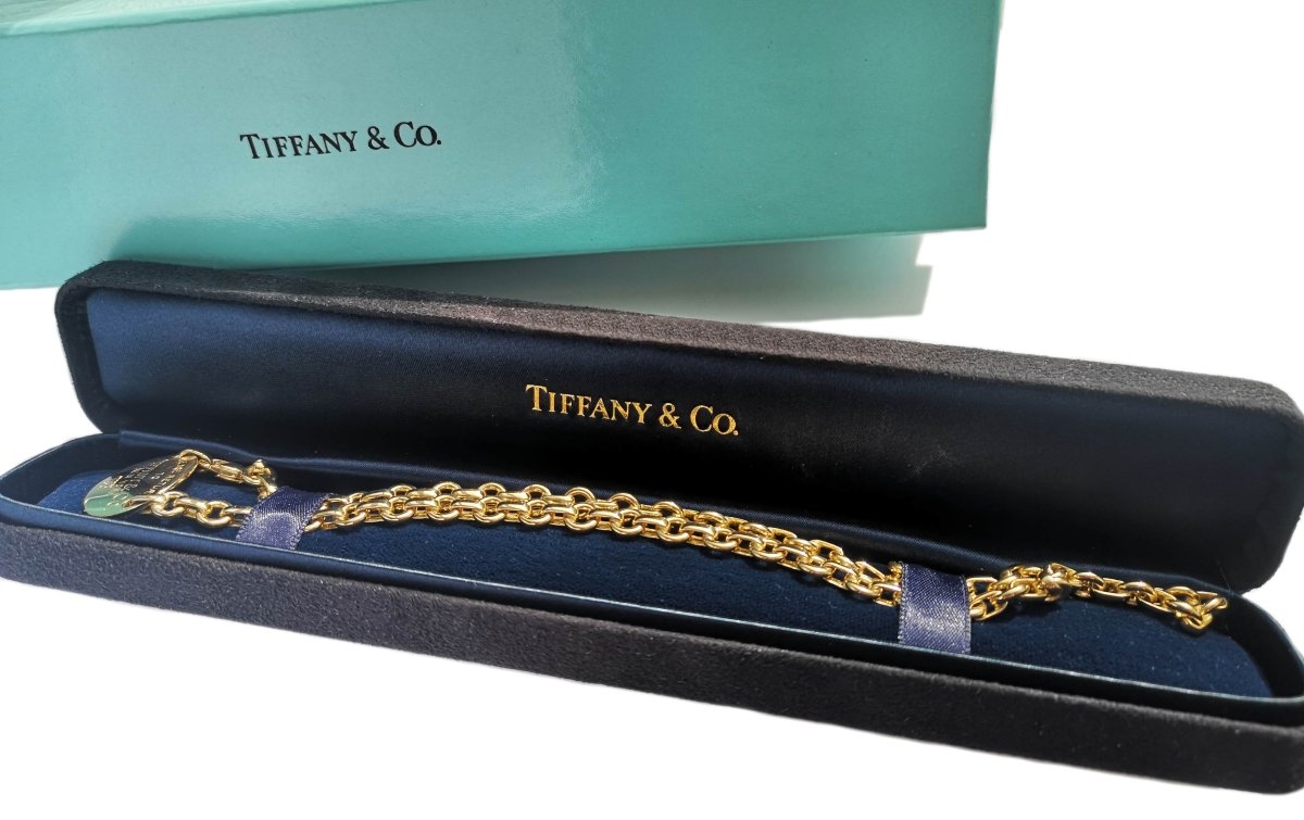 Tiffany & Co. Return to Tiffany™ Oval Tag Necklace, 18k Yellow Gold, 16 inch - Bloomsbury Manor Ltd