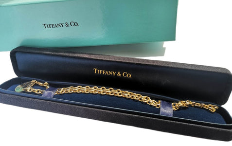 Tiffany & Co. Return to Tiffany™ Oval Tag Necklace, 18k Yellow Gold, 16 inch - Bloomsbury Manor Ltd