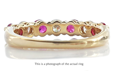 Tiffany & Co Ruby & Diamond 18k Yellow Gold Half Eternity Wedding Band Ring - Bloomsbury Manor Ltd