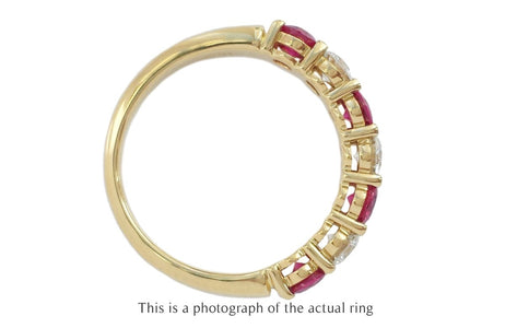 Tiffany & Co Ruby & Diamond 18k Yellow Gold Half Eternity Wedding Band Ring - Bloomsbury Manor Ltd