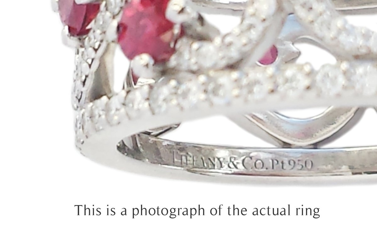 Tiffany & Co Ruby Diamond Enchant Platinum Ring - Bloomsbury Manor Ltd