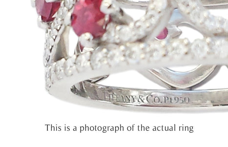 Tiffany & Co Ruby Diamond Enchant Platinum Ring - Bloomsbury Manor Ltd