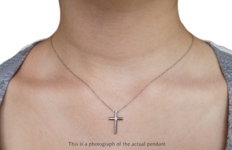 Tiffany & Co Single Diamond Cross Pendant 18k White Gold - Bloomsbury Manor Ltd