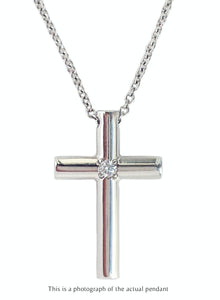 Tiffany & Co Single Diamond Cross Pendant 18k White Gold - Bloomsbury Manor Ltd