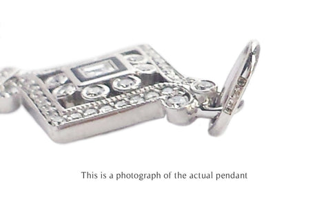 Tiffany & Co Square Diamond & Black Enamel 18k White Gold Key Pendant - Bloomsbury Manor Ltd