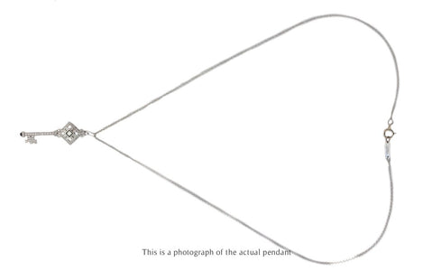 Tiffany & Co Square Diamond & Black Enamel 18k White Gold Key Pendant - Bloomsbury Manor Ltd