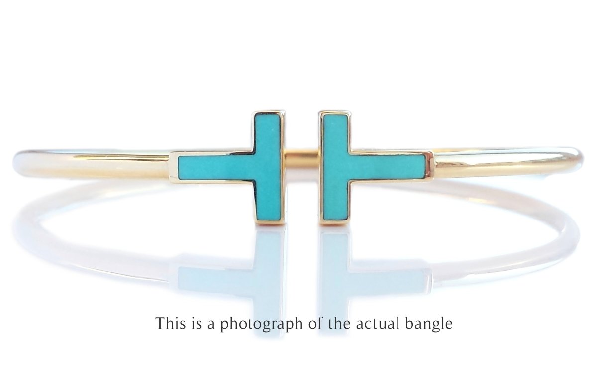 Tiffany & Co T Turquoise Wire Bracelet 18k Gold - Bloomsbury Manor Ltd