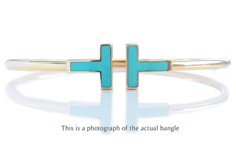 Tiffany & Co T Turquoise Wire Bracelet 18k Gold - Bloomsbury Manor Ltd