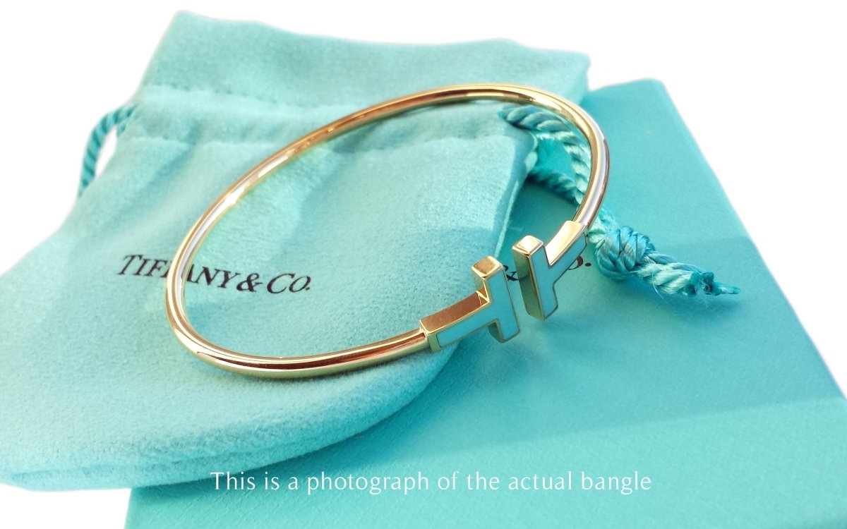 Tiffany & Co T Turquoise Wire Bracelet 18k Gold - Bloomsbury Manor Ltd