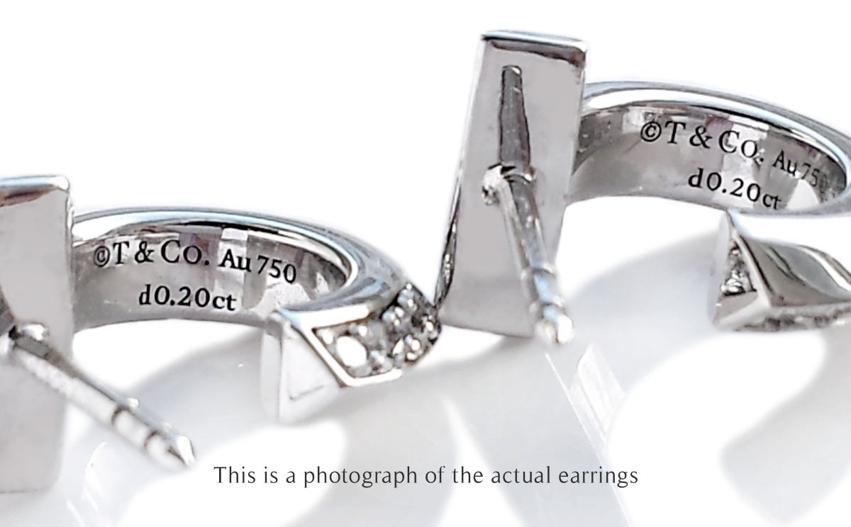 Tiffany & Co T1 18k White Gold Diamond Hoop Earrings - Bloomsbury Manor Ltd