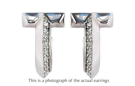 Tiffany & Co T1 18k White Gold Diamond Hoop Earrings - Bloomsbury Manor Ltd