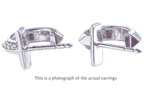 Tiffany & Co T1 18k White Gold Diamond Hoop Earrings - Bloomsbury Manor Ltd