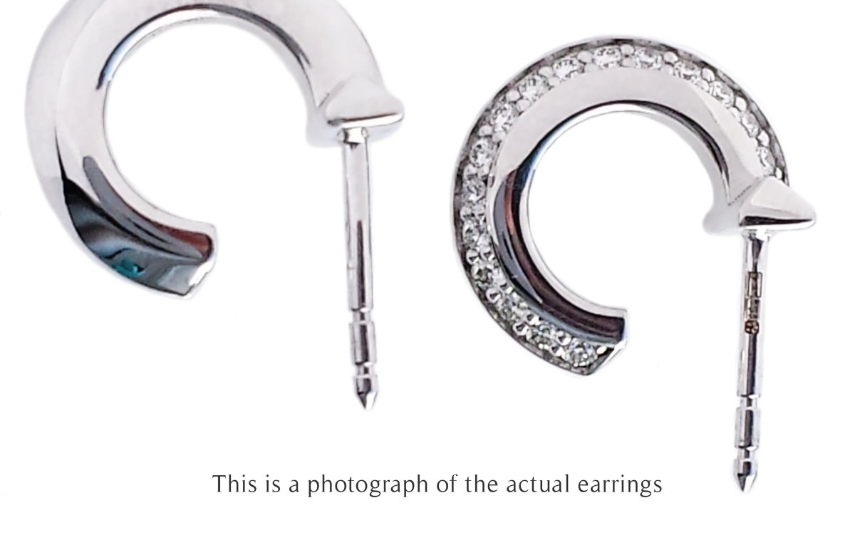 Tiffany & Co T1 18k White Gold Diamond Hoop Earrings - Bloomsbury Manor Ltd