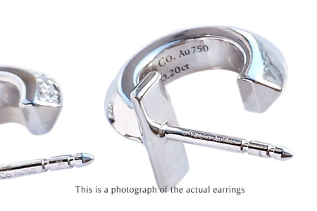 Tiffany & Co T1 18k White Gold Diamond Hoop Earrings - Bloomsbury Manor Ltd