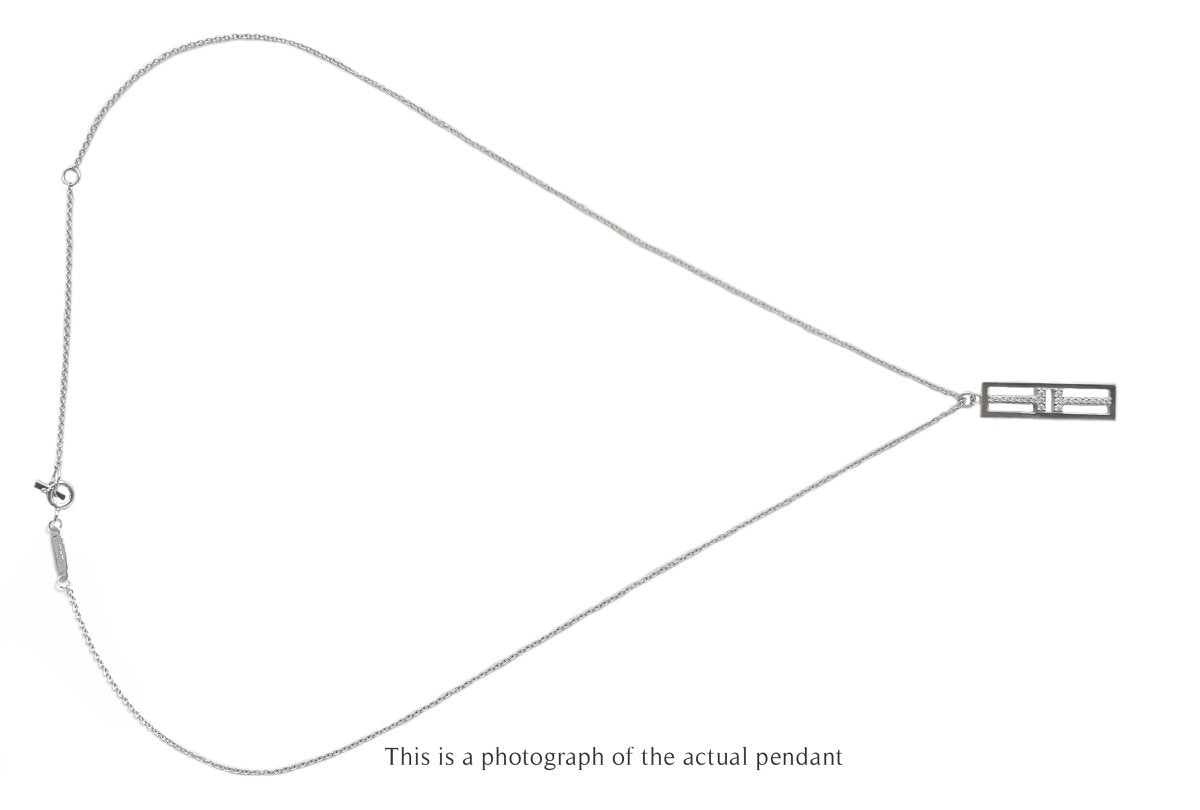 Tiffany & Co T2 Bar Diamond Pendant 18k White Gold - Bloomsbury Manor Ltd