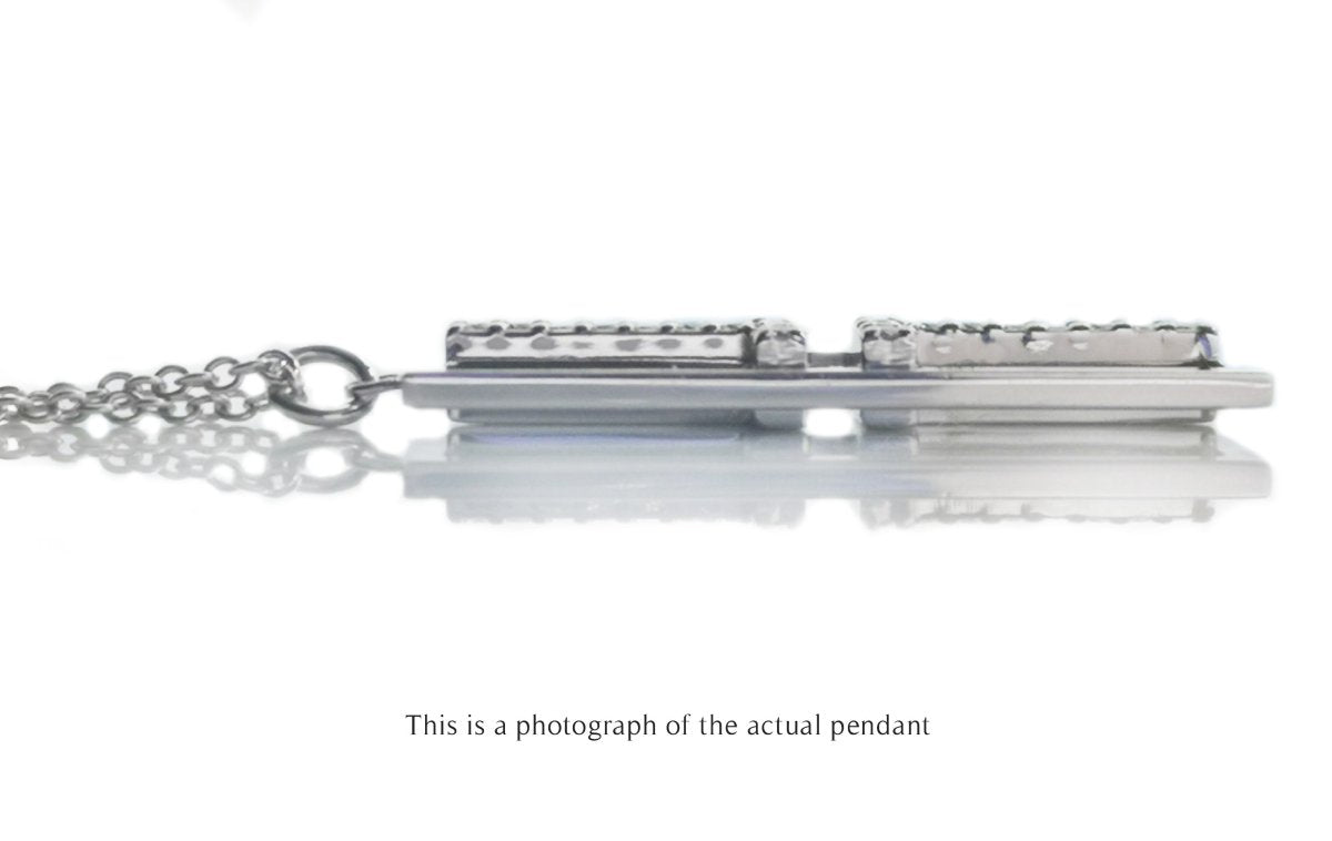 Tiffany & Co T2 Bar Diamond Pendant 18k White Gold - Bloomsbury Manor Ltd