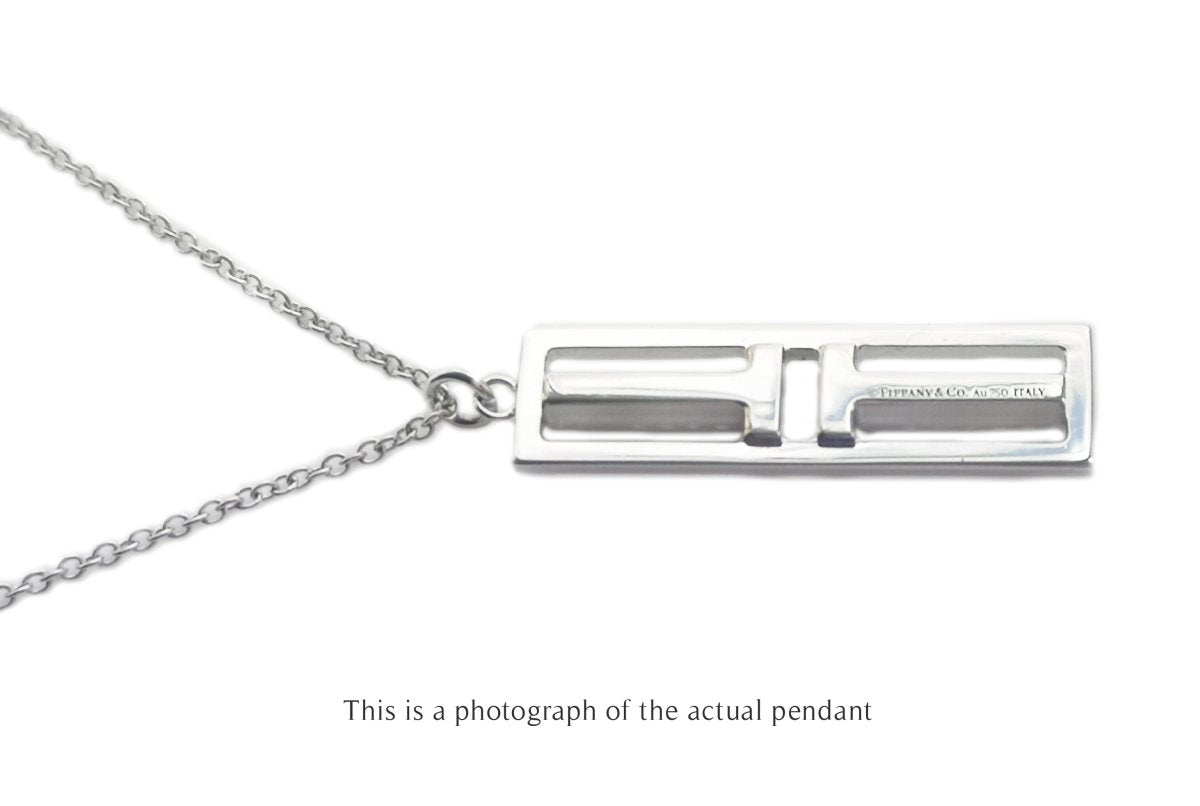 Tiffany & Co T2 Bar Diamond Pendant 18k White Gold - Bloomsbury Manor Ltd