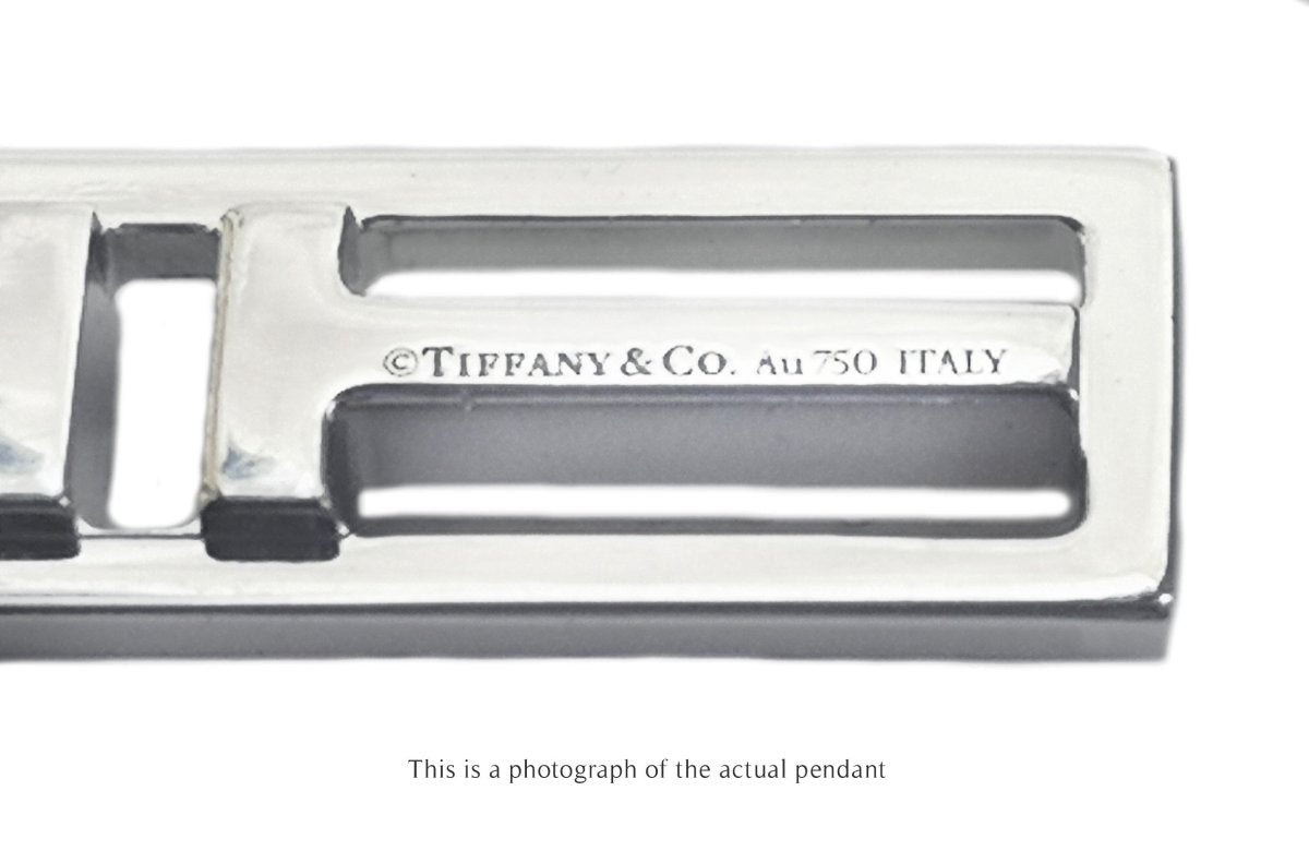 Tiffany & Co T2 Bar Diamond Pendant 18k White Gold - Bloomsbury Manor Ltd