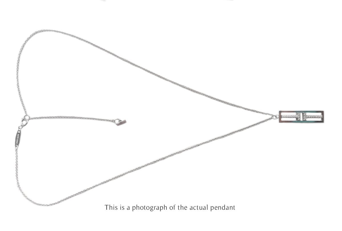 Tiffany & Co T2 Bar Diamond Pendant 18k White Gold - Bloomsbury Manor Ltd