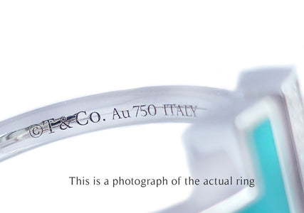 Tiffany & Co Turquoise Diamond 18k White Gold T Wire Ring - Bloomsbury Manor Ltd