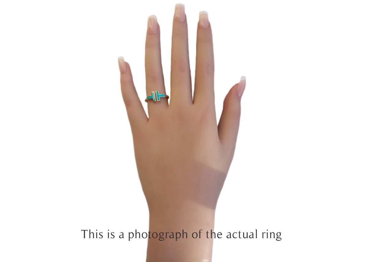 Tiffany & Co Turquoise T Wire 18k Gold Ring - Bloomsbury Manor Ltd
