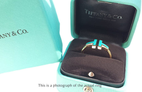 Tiffany & Co Turquoise T Wire 18k Gold Ring - Bloomsbury Manor Ltd