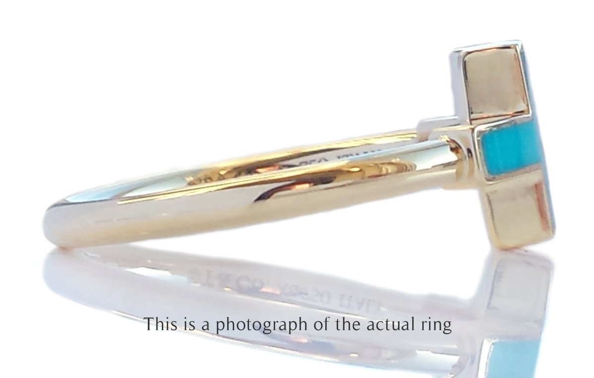 Tiffany & Co Turquoise T Wire 18k Gold Ring - Bloomsbury Manor Ltd