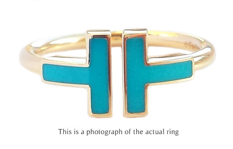 Tiffany & Co Turquoise T Wire 18k Gold Ring - Bloomsbury Manor Ltd