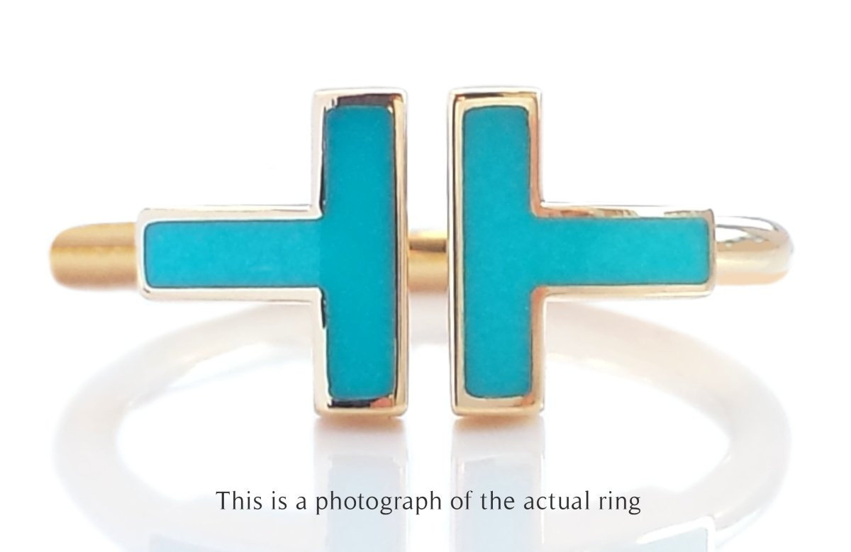 Tiffany & Co Turquoise T Wire 18k Gold Ring - Bloomsbury Manor Ltd