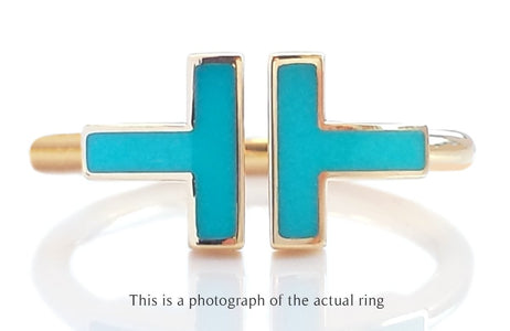 Tiffany & Co Turquoise T Wire 18k Gold Ring - Bloomsbury Manor Ltd