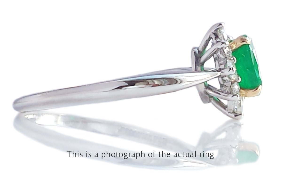 Tiffany & Co Vintage Emerald & Diamond Cluster Engagement Ring - Bloomsbury Manor Ltd