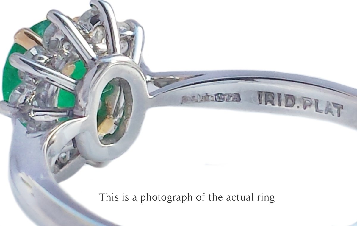 Tiffany & Co Vintage Emerald & Diamond Cluster Engagement Ring - Bloomsbury Manor Ltd