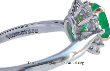 Tiffany & Co Vintage Emerald & Diamond Cluster Engagement Ring - Bloomsbury Manor Ltd