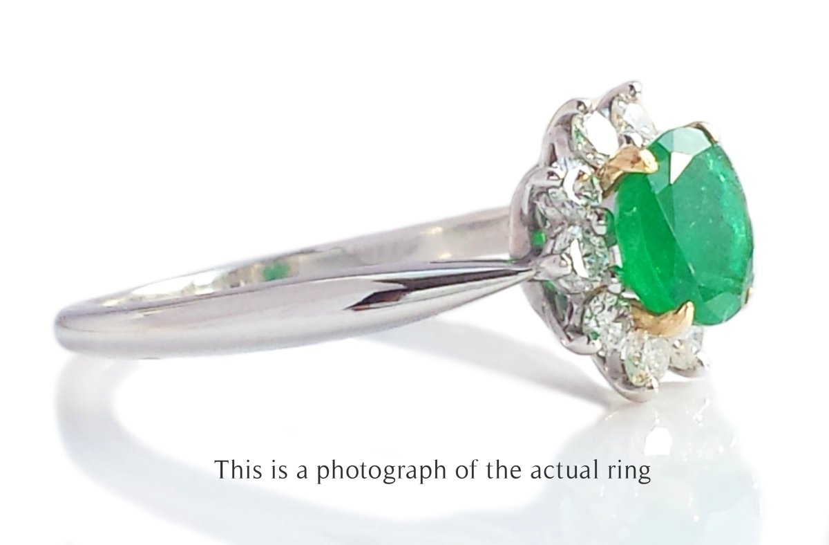 Tiffany & Co Vintage Emerald & Diamond Cluster Engagement Ring - Bloomsbury Manor Ltd
