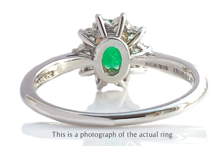 Tiffany & Co Vintage Emerald & Diamond Cluster Engagement Ring - Bloomsbury Manor Ltd