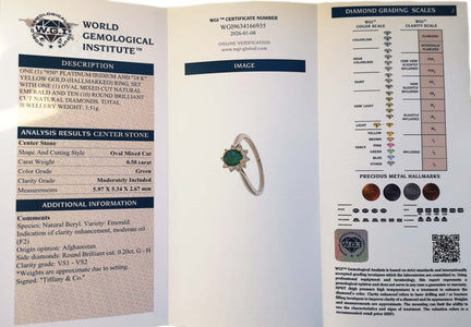 Tiffany & Co Vintage Emerald & Diamond Cluster Engagement Ring - Bloomsbury Manor Ltd