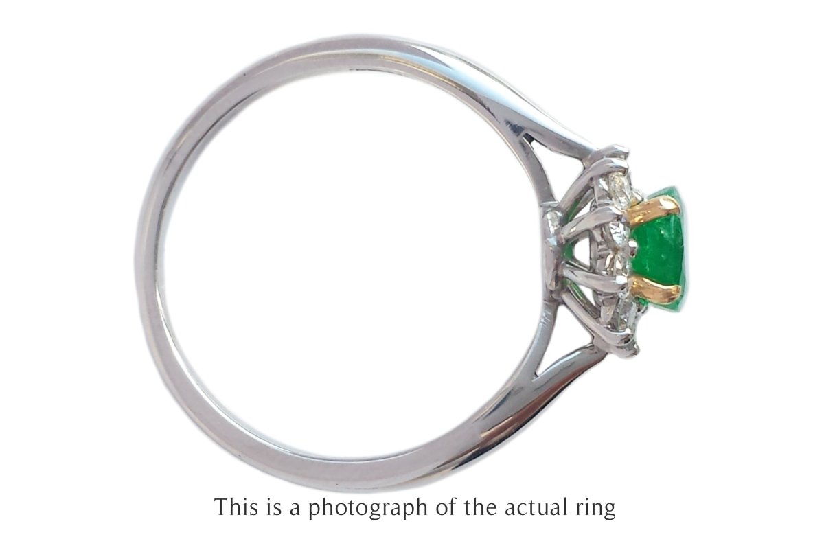 Tiffany & Co Vintage Emerald & Diamond Cluster Engagement Ring - Bloomsbury Manor Ltd