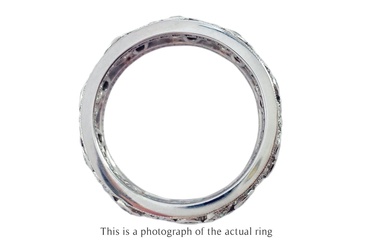 Tiffany & Co Wide Diamond Set Openwork Platinum Ring - Bloomsbury Manor Ltd