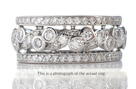 Tiffany & Co Wide Diamond Set Openwork Platinum Ring - Bloomsbury Manor Ltd