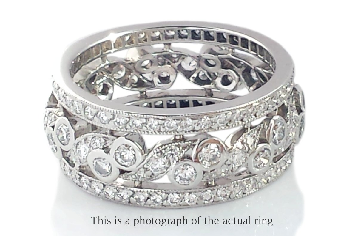 Tiffany & Co Wide Diamond Set Openwork Platinum Ring - Bloomsbury Manor Ltd
