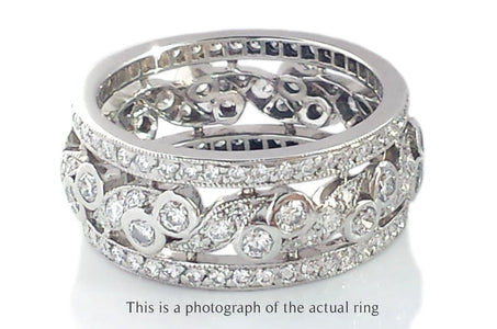 Tiffany & Co Wide Diamond Set Openwork Platinum Ring - Bloomsbury Manor Ltd