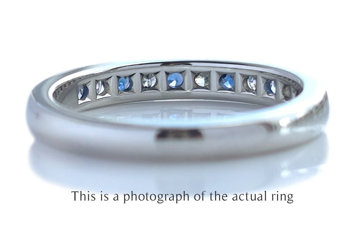 Tiffany Sapphire & Diamond Wedding Eternity Band Ring - Bloomsbury Manor Ltd