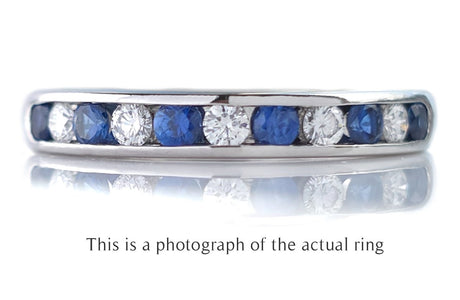 Tiffany Sapphire & Diamond Wedding Eternity Band Ring - Bloomsbury Manor Ltd