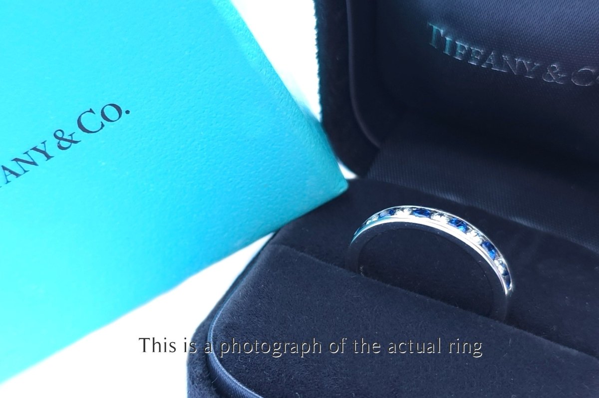 Tiffany Sapphire & Diamond Wedding Eternity Band Ring - Bloomsbury Manor Ltd