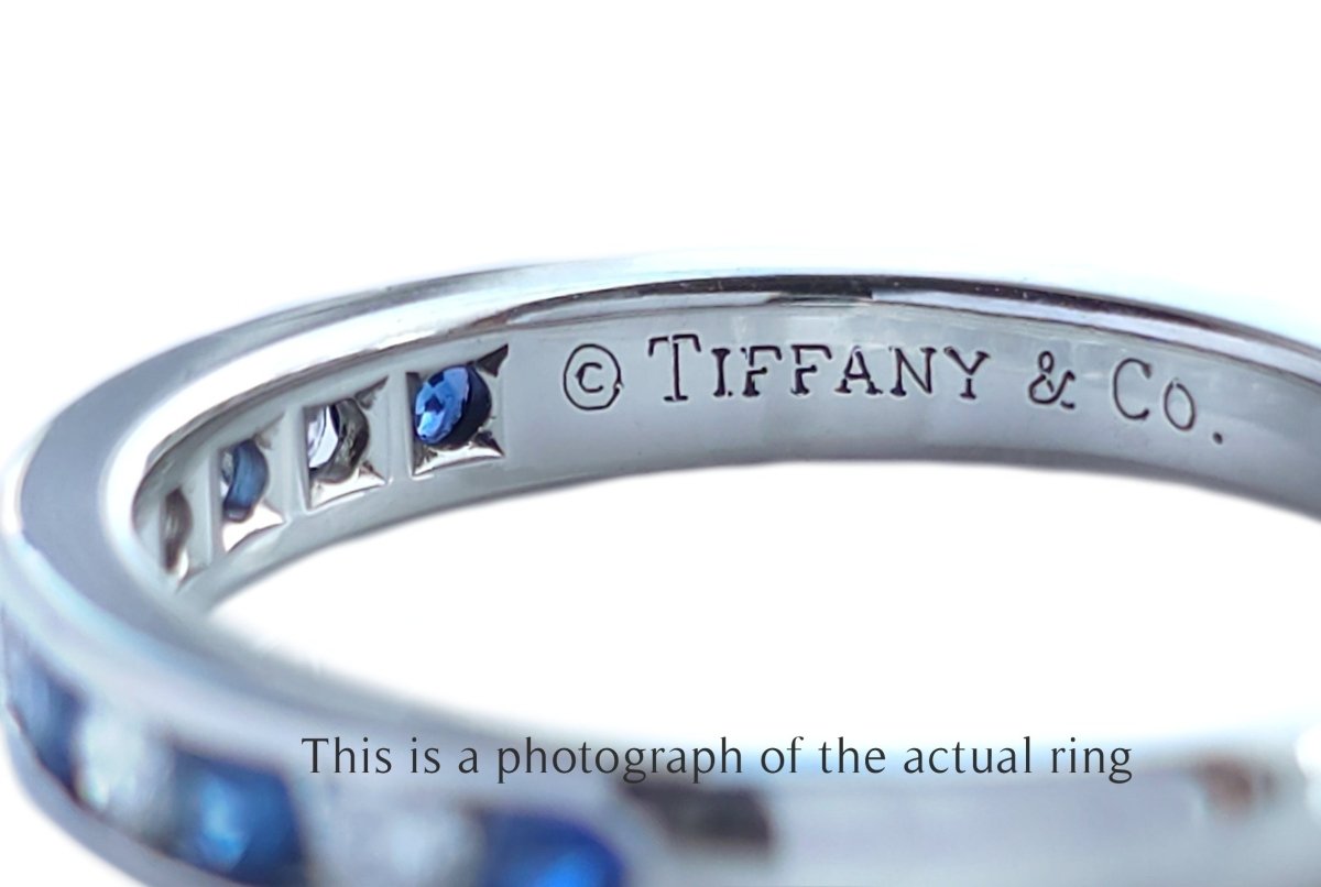 Tiffany Sapphire & Diamond Wedding Eternity Band Ring - Bloomsbury Manor Ltd
