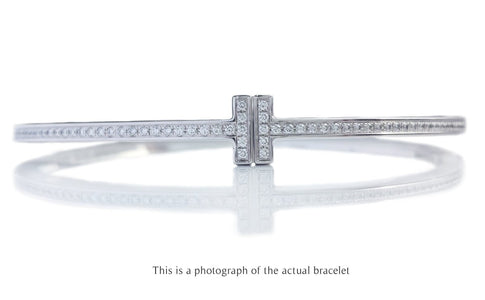 Tiffany T Diamond Hinged Bangle 18k White Gold RRP £8650 - Bloomsbury Manor Ltd