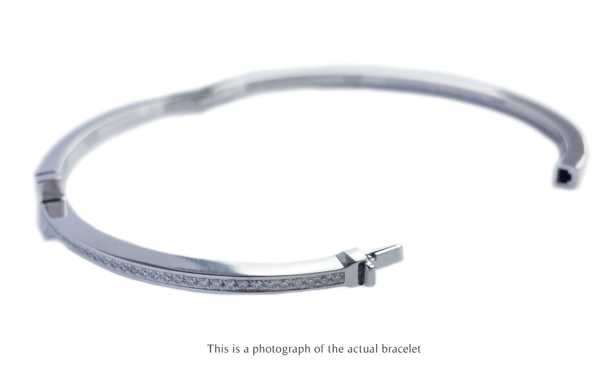 Tiffany T Diamond Hinged Bangle 18k White Gold RRP £8650 - Bloomsbury Manor Ltd