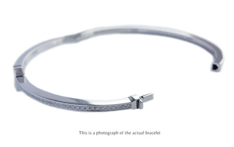 Tiffany T Diamond Hinged Bangle 18k White Gold RRP £8650 - Bloomsbury Manor Ltd